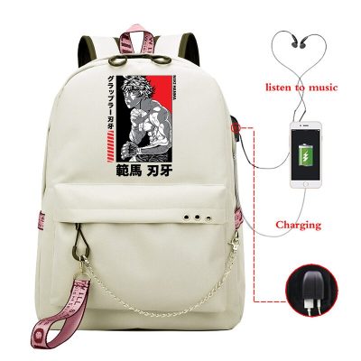Unisex Anime Backpack Travel Baki The Grappler Teen Shoulders Bag Cartoon Grapple Laptop Backpack Anime Baki 1 - Baki Merch