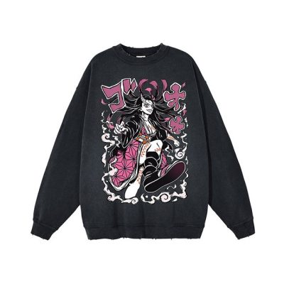 Anime Demon Slayer Washed Crew Neck Sweaters Baki Print Vintage Unisex Tops Long Sleeve Harajuku Cotton 14.jpg 640x640 14 - Baki Merch