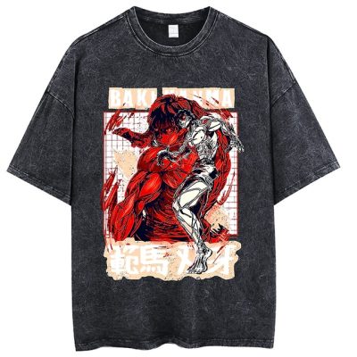 Anime Hanma Baki Acid Washed T Shirt 100 Cotton Shorts Hip Hop Tops Harajuku Graphic Printed 8.jpg 640x640 8 - Baki Merch