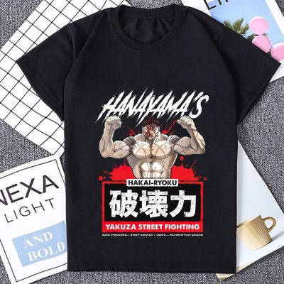 Harajuku Japan Anime Baki The Grappler T Shirt Fighting Animation Yujiro Hanma Manga Tshirt Men Clothes - Baki Merch